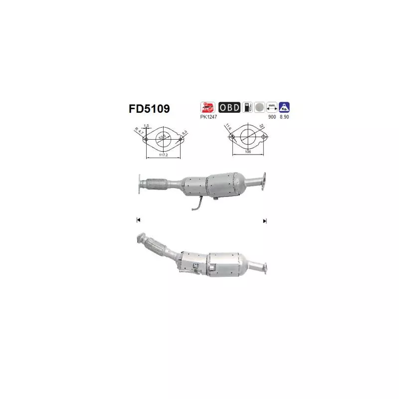 Filtre à particules / à suie, échappement AS FD5109