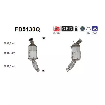 Filtre à particules / à suie, échappement AS FD5130Q