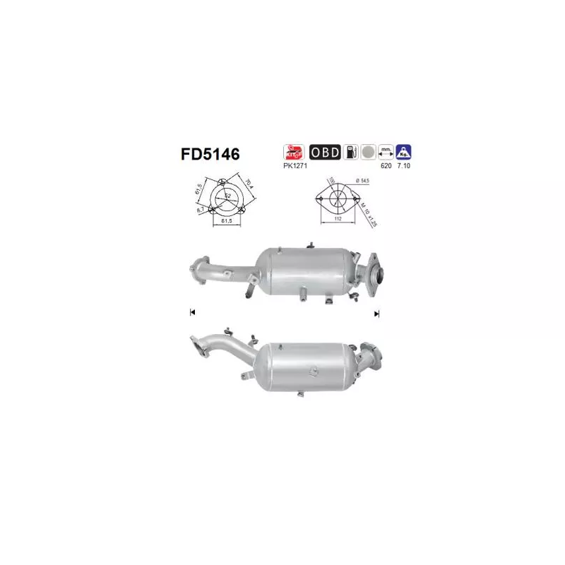 Filtre à particules / à suie, échappement AS FD5146