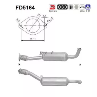 Filtre à particules / à suie, échappement AS FD5164