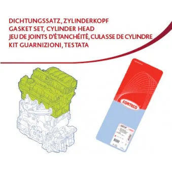 Jeu de joints d'étanchéité, culasse de cylindre CORTECO 417773P