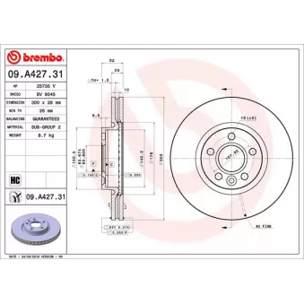 Jeu de 2 disques de frein avant BREMBO 09.A427.31