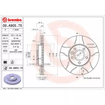 Jeu de 2 disques de frein avant BREMBO 09.A905.75