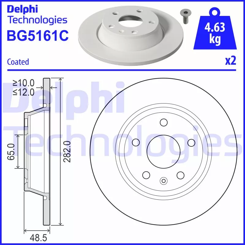 Jeu de 2 disques de frein arrière DELPHI BG5161C