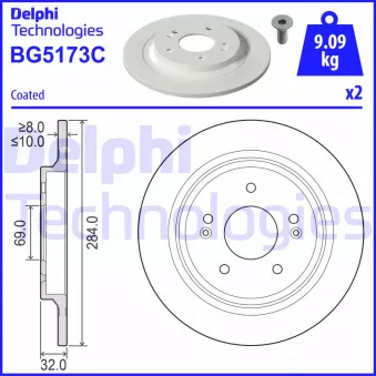 Jeu de 2 disques de frein arrière DELPHI