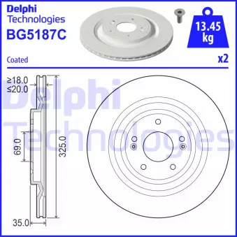 Jeu de 2 disques de frein arrière DELPHI