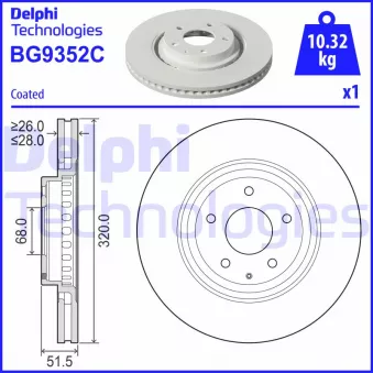 Jeu de 2 disques de frein avant DELPHI