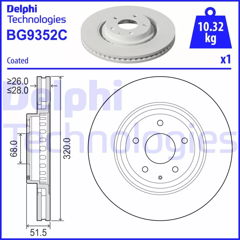 Jeu de 2 disques de frein avant DELPHI BG9352C