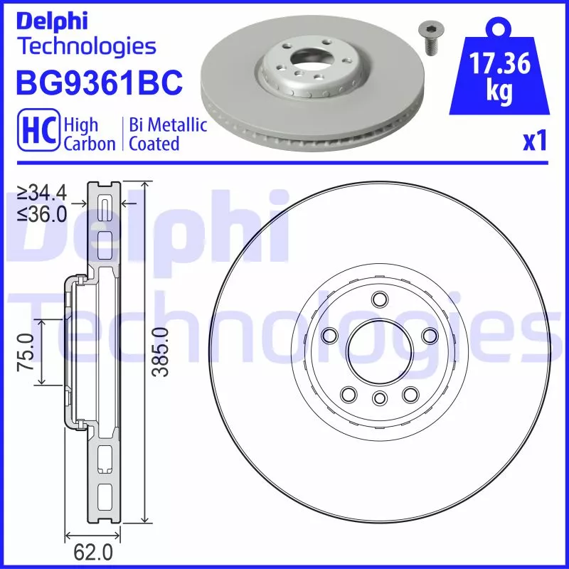 Disque de frein avant gauche DELPHI BG9361BC