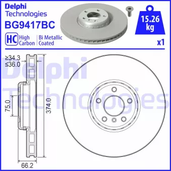 Disque de frein avant gauche DELPHI BG9417BC