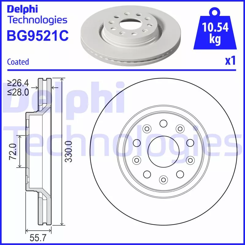 Jeu de 2 disques de frein avant DELPHI BG9521C