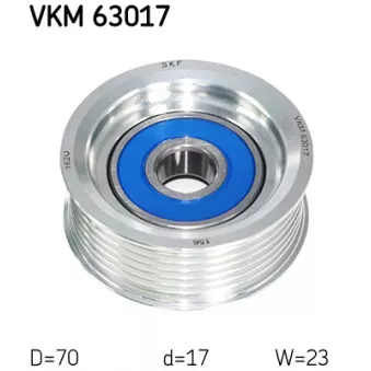 Poulie renvoi/transmission, courroie trapézoïdale à nervures SKF VKM 63017