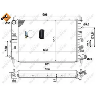 Radiateur, refroidissement du moteur NRF 514436