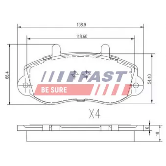 Jeu de 4 plaquettes de frein avant FAST FT29539