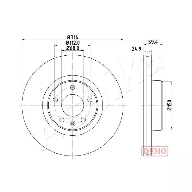 Jeu de 2 disques de frein avant ASHIKA 60-00-0927C