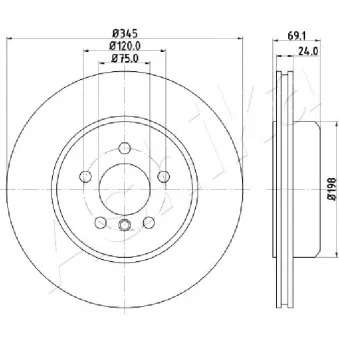 Jeu de 2 disques de frein arrière ASHIKA 61-00-0124