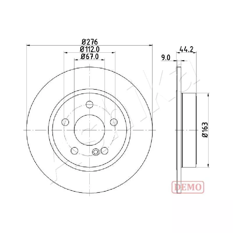 Jeu de 2 disques de frein arrière ASHIKA 61-00-0502C