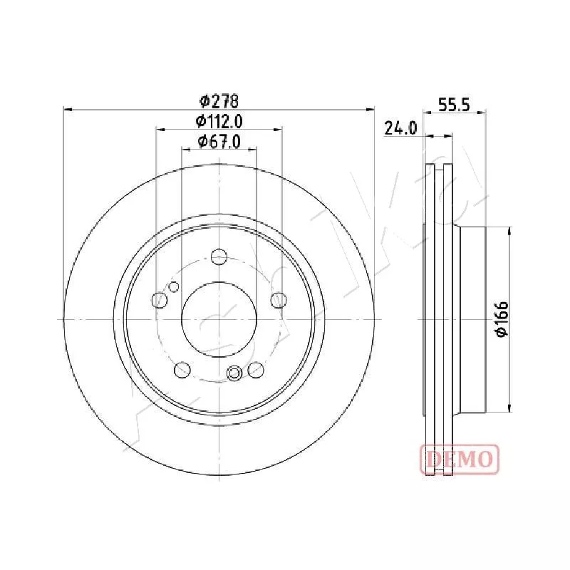 Jeu de 2 disques de frein arrière ASHIKA 61-00-0506C