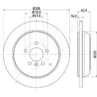 Jeu de 2 disques de frein arrière ASHIKA 61-00-0524