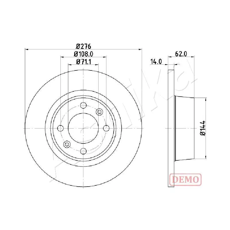 Jeu de 2 disques de frein arrière ASHIKA 61-00-0604C