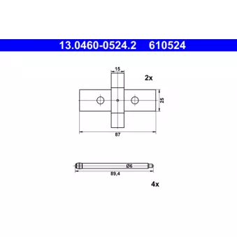 Kit d'accessoires, plaquette de frein à disque ATE 13.0460-0524.2