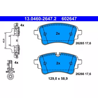 Jeu de 4 plaquettes de frein arrière ATE 13.0460-2647.2