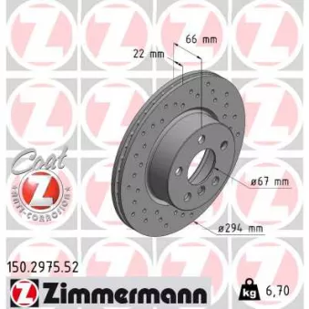 Jeu de 2 disques de frein avant ZIMMERMANN 150.2975.52