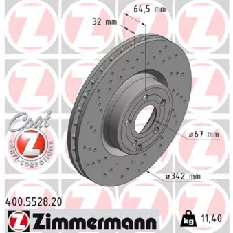 Jeu de 2 disques de frein avant ZIMMERMANN 400.5528.20