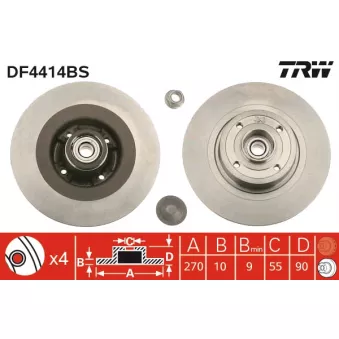 Jeu de 2 disques de frein arrière TRW DF4414BS