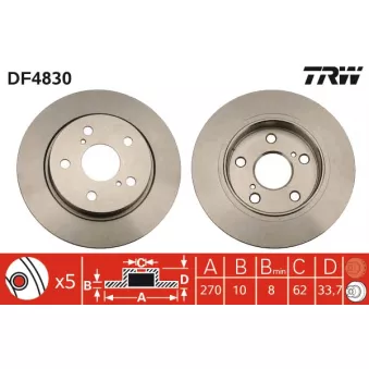 Jeu de 2 disques de frein arrière TRW