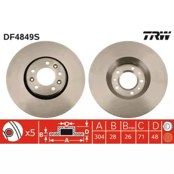 Jeu de 2 disques de frein avant TRW DF4849S