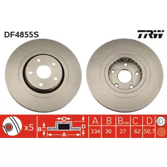 Disque de frein avant gauche TRW DF4855S