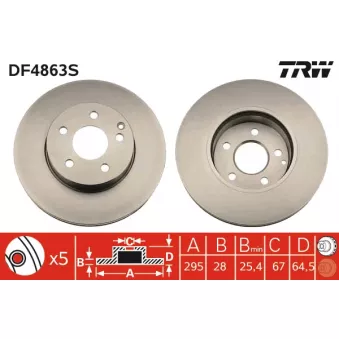 Jeu de 2 disques de frein avant TRW DF4863S