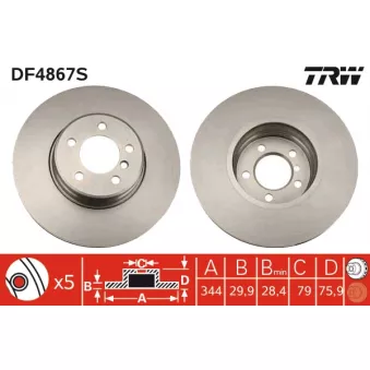 Jeu de 2 disques de frein avant TRW DF4867S