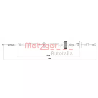 Tirette à câble, frein de stationnement arrière droit METZGER 1E.BW007