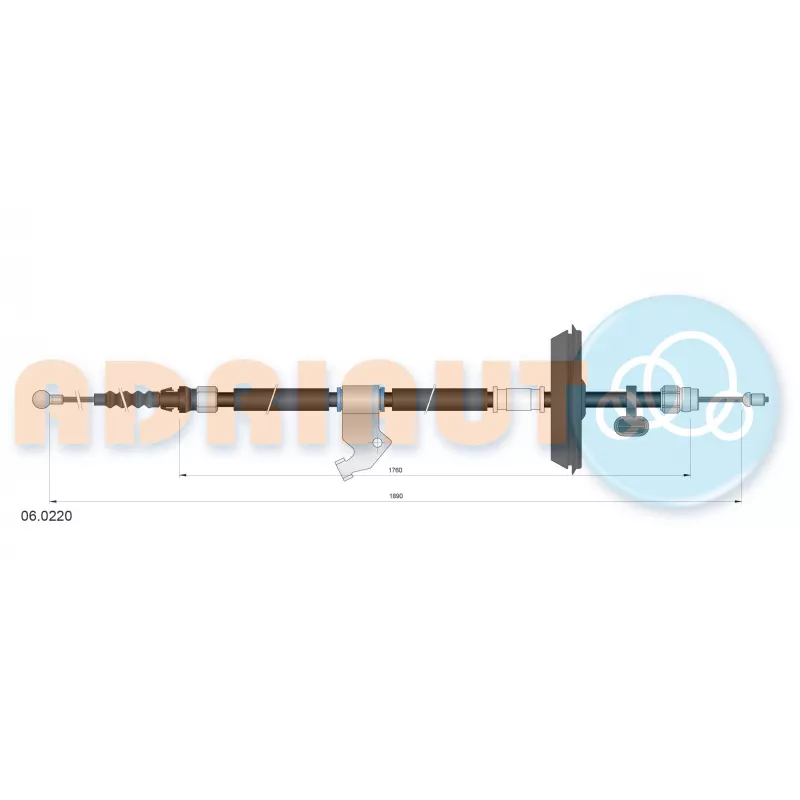 Tirette à câble, frein de stationnement arrière gauche ADRIAUTO 06.0220