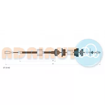 Tirette à câble, commande d'embrayage ADRIAUTO 07.0140