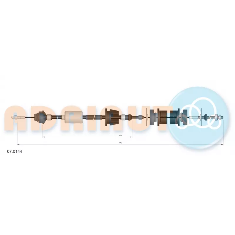 Tirette à câble, commande d'embrayage ADRIAUTO 07.0144