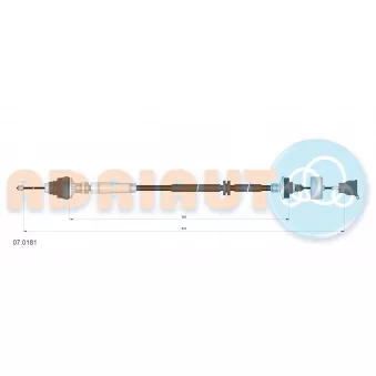 Tirette à câble, commande d'embrayage ADRIAUTO 07.0181