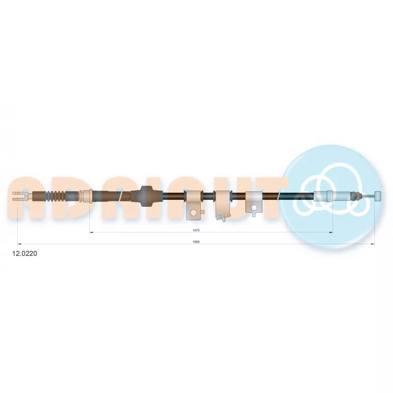 Tirette à câble, frein de stationnement arrière gauche ADRIAUTO 12.0220