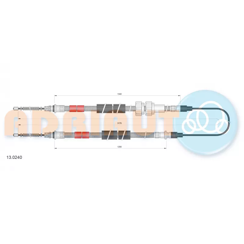 Tirette à câble, frein de stationnement ADRIAUTO 13.0240