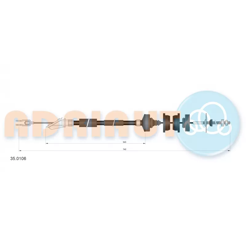 Tirette à câble, commande d'embrayage ADRIAUTO 35.0106