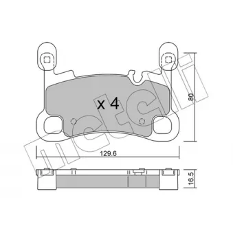 Jeu de 4 plaquettes de frein arrière METELLI 22-1260-0