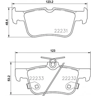 Jeu de 4 plaquettes de frein arrière HELLA PAGID 8DB 355 023-301