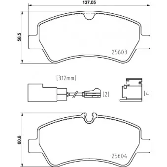 Jeu de 4 plaquettes de frein arrière HELLA PAGID 8DB 355 025-161