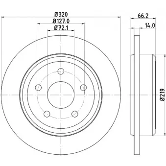 Jeu de 2 disques de frein arrière HELLA PAGID 8DD 355 115-501