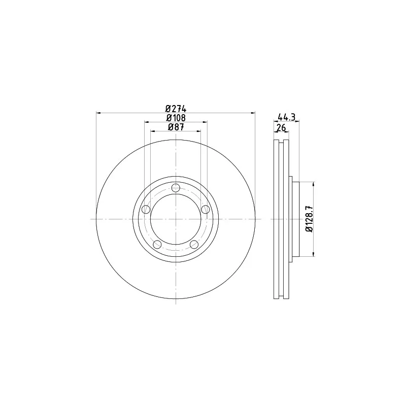 Jeu de 2 disques de frein avant HELLA PAGID 8DD 355 116-741