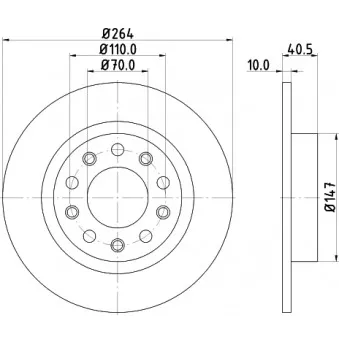 Jeu de 2 disques de frein arrière HELLA PAGID 8DD 355 117-241