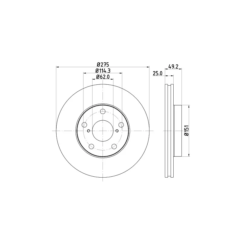 Jeu de 2 disques de frein avant HELLA PAGID 8DD 355 118-691