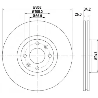 Jeu de 2 disques de frein avant HELLA PAGID 8DD 355 119-161